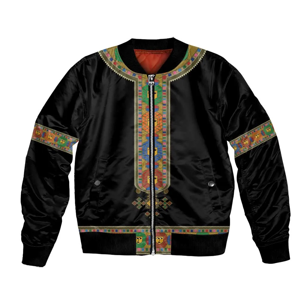 Ethiopia Saba Kemis Habesha Style Bomber Jacket Black Color LT15