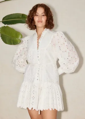 Evie Mini Shirtdress (White)