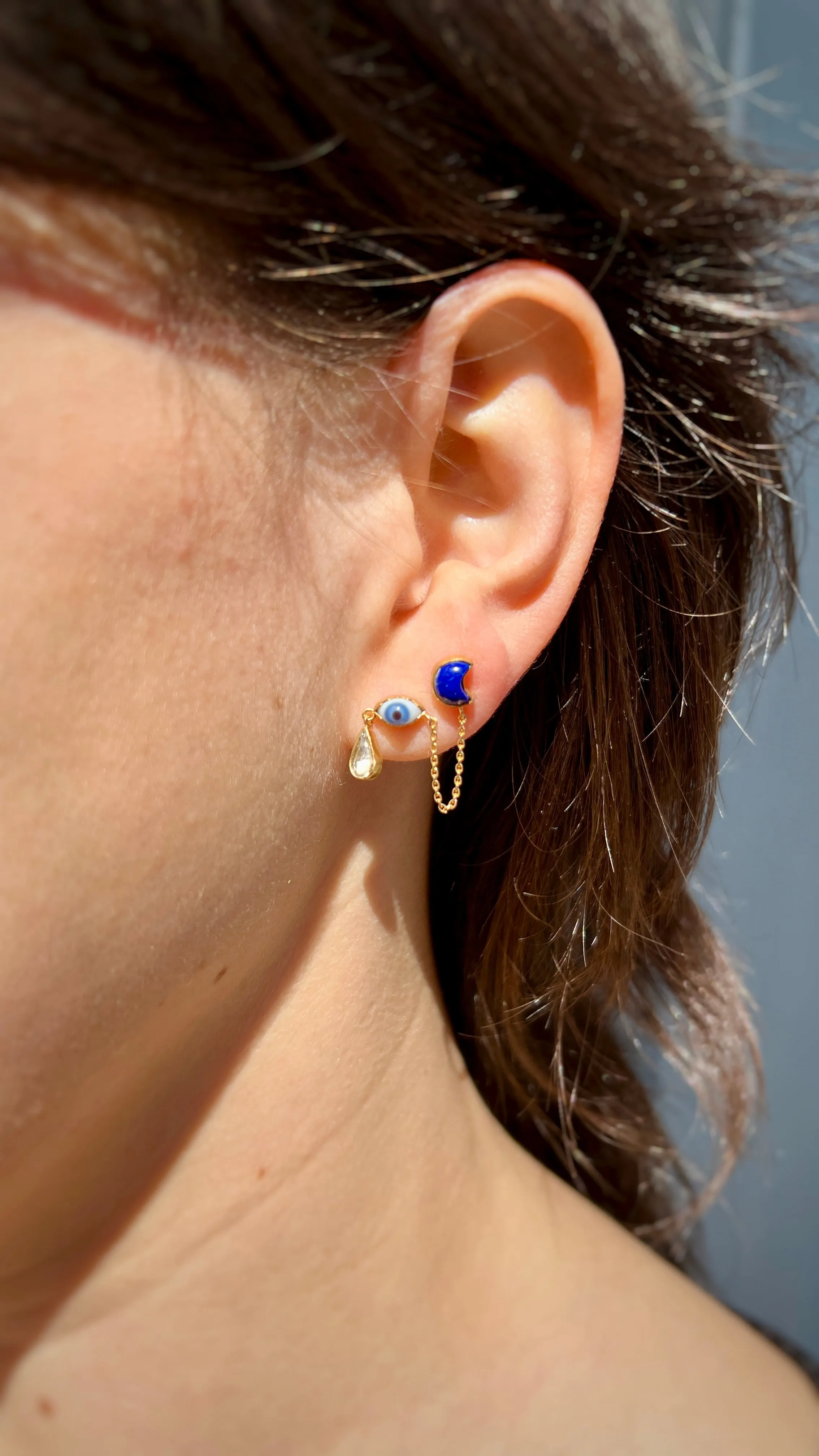 Eye Teardrop Double Stud Earring
