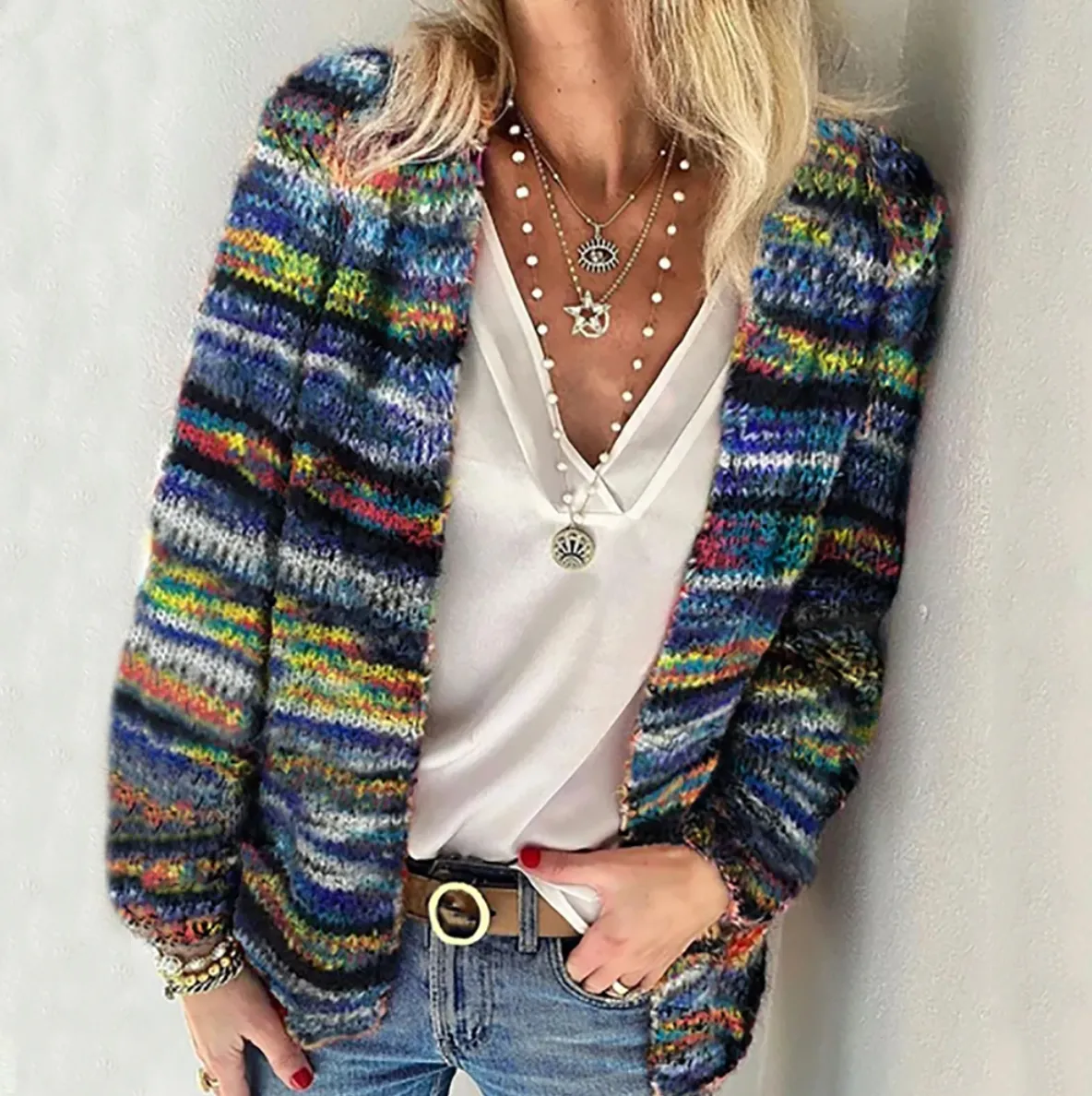 Fabiana | Cozy cotton cardigan in multicolor