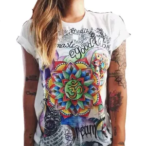 Fashion Women T Shirts Short Sleeve women Printed Letters T-Shirts Female Retro Graffiti Flower Tops Tee Lady T Shirts QA876