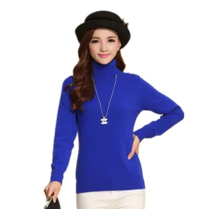 Fashion Women's Cashmere Sweaters Female Solid Color Turtleneck Long-Sleeved Knitted Soft Warm Wool Pullovers