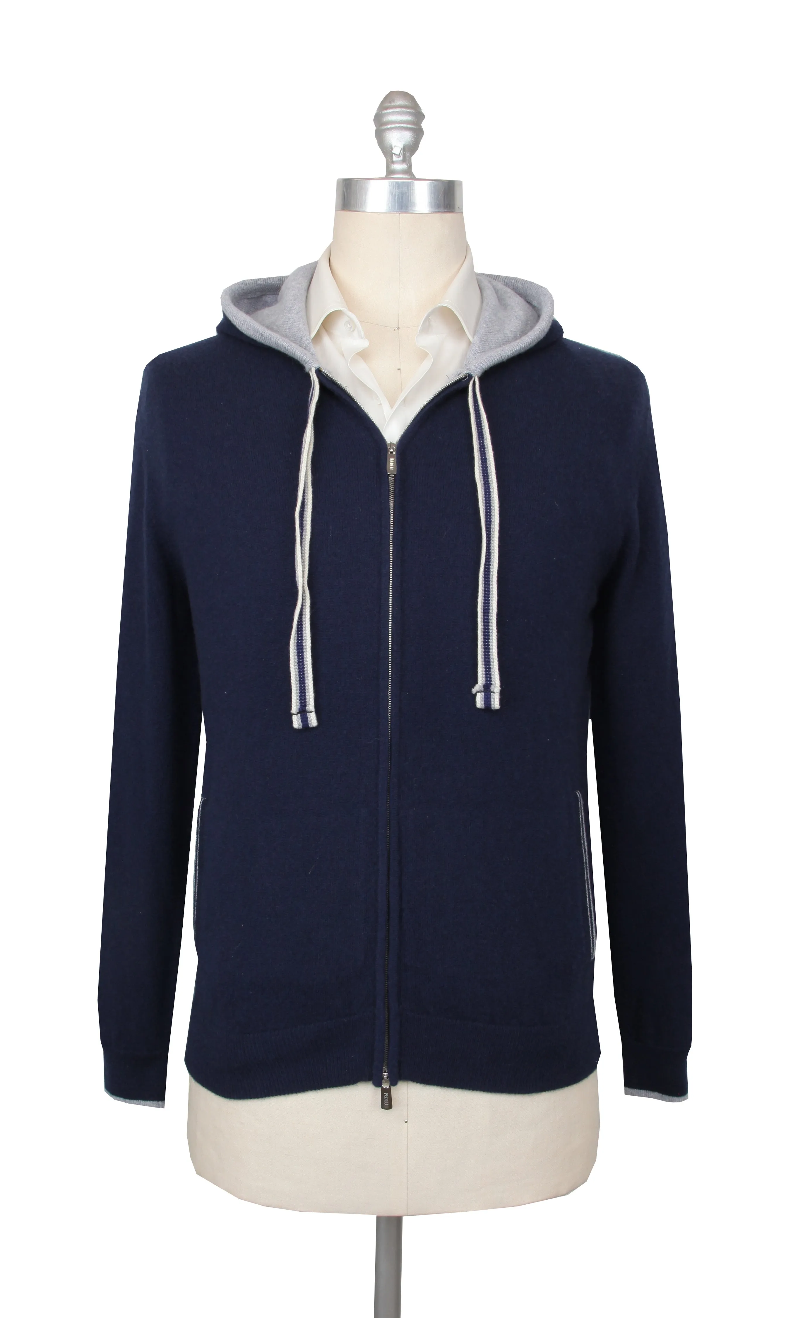 Fedeli Navy Blue Hooded Jacket