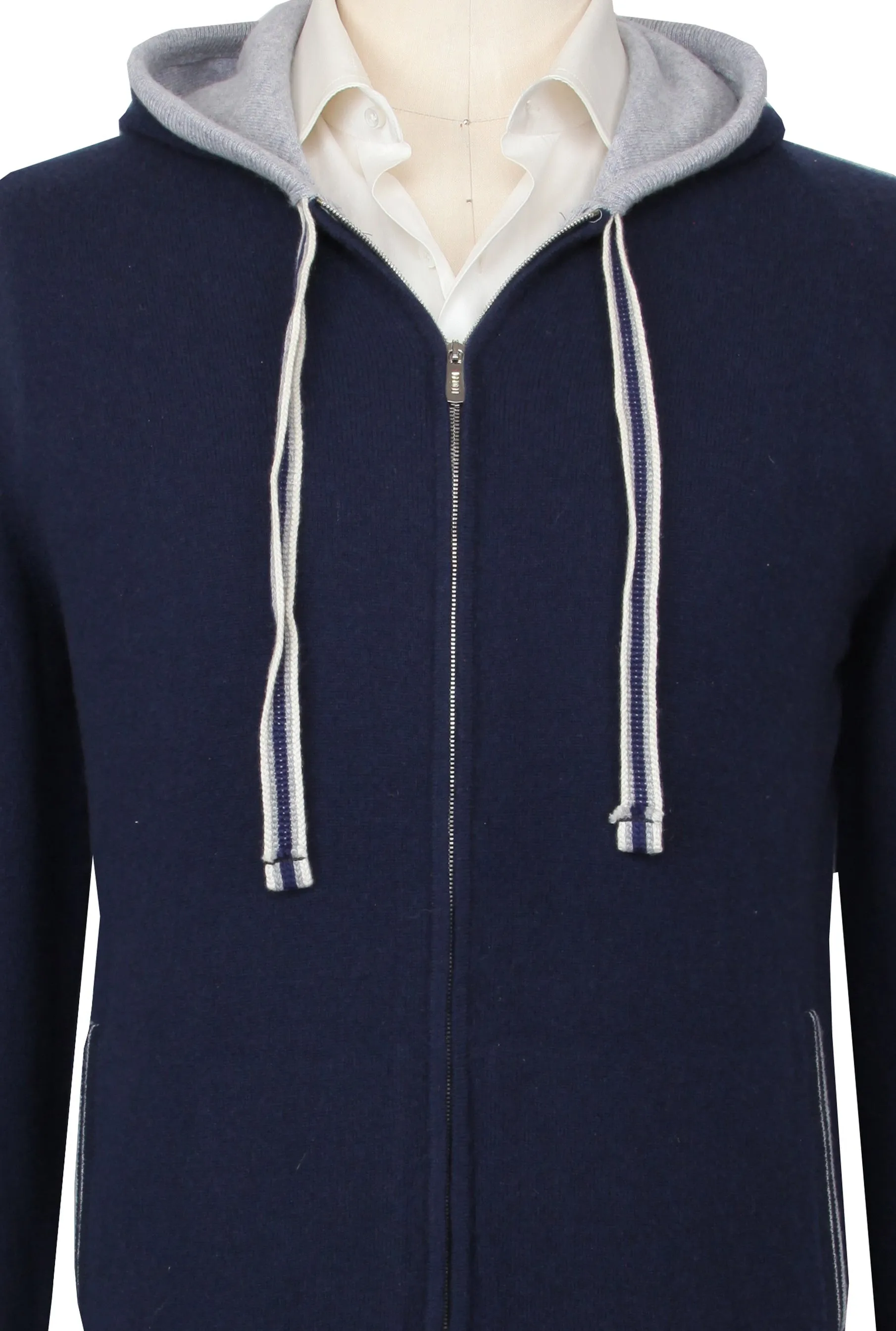 Fedeli Navy Blue Hooded Jacket