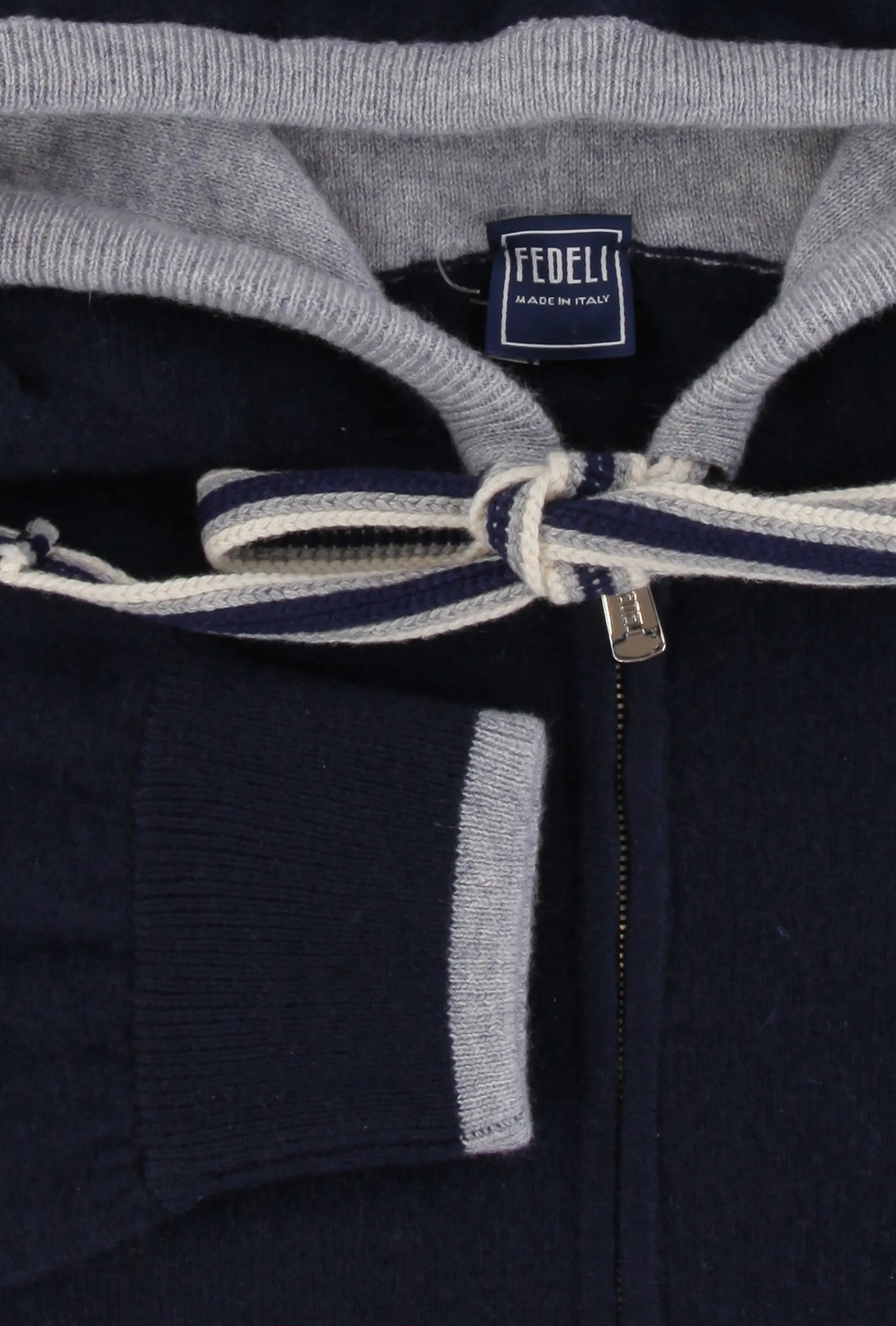 Fedeli Navy Blue Hooded Jacket