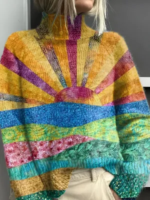 Feline | Cheerful Colourful Roll Neck Jumper