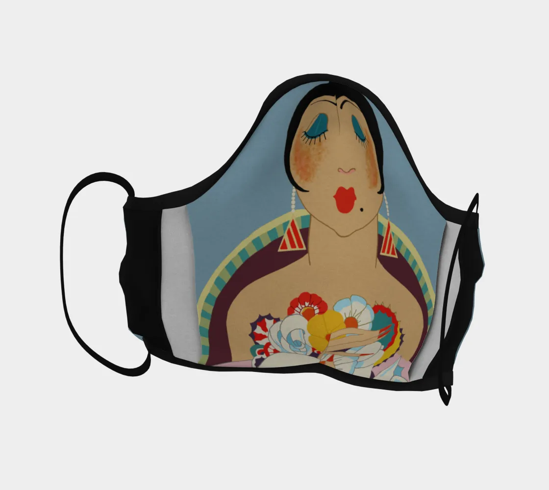 Floral Flapper Girl Face Mask