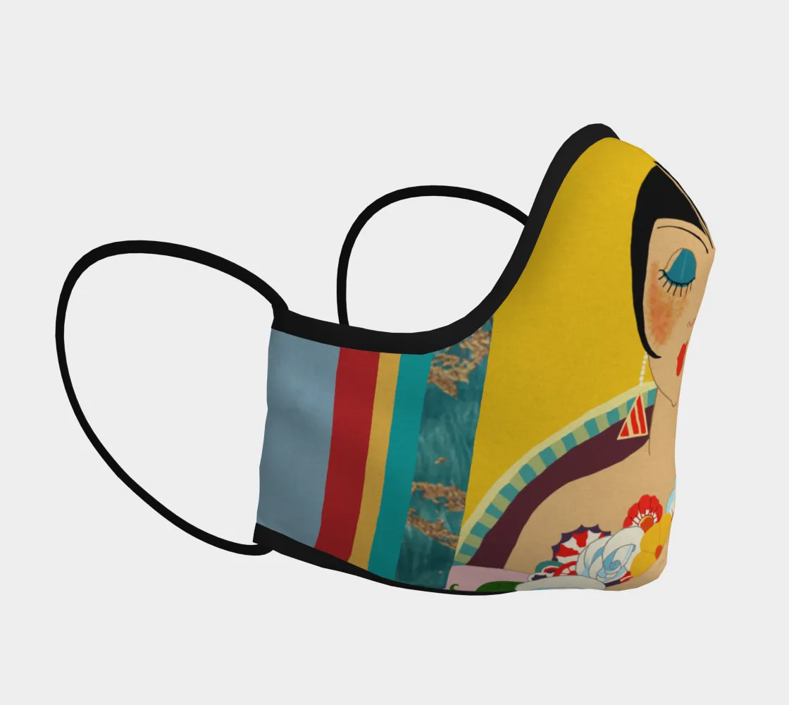 Floral Flapper Girl Face Mask