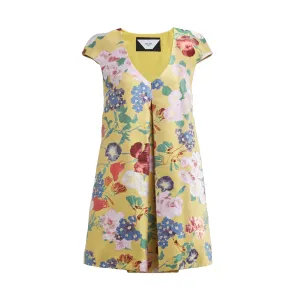Floral-jacquard silk blend dress