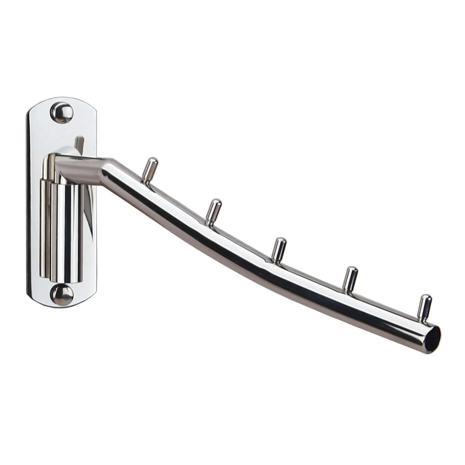 Folding Wall Mounted Clothes Hanger Rack Wall Clothes Hanger Stainless Steel Swing Arm Wall Mount Clothes Rack Heavy Duty Drying Coat Hook Clothing Hanging System Closet Storage Organizer - 1Pack