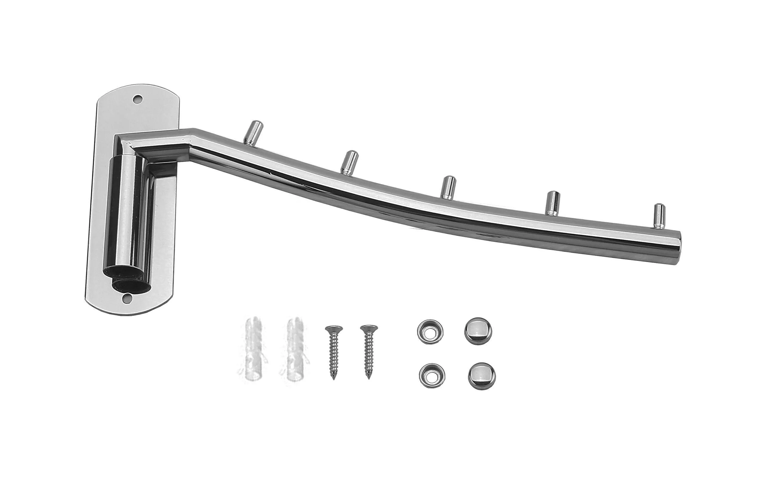 Folding Wall Mounted Clothes Hanger Rack Wall Clothes Hanger Stainless Steel Swing Arm Wall Mount Clothes Rack Heavy Duty Drying Coat Hook Clothing Hanging System Closet Storage Organizer - 1Pack