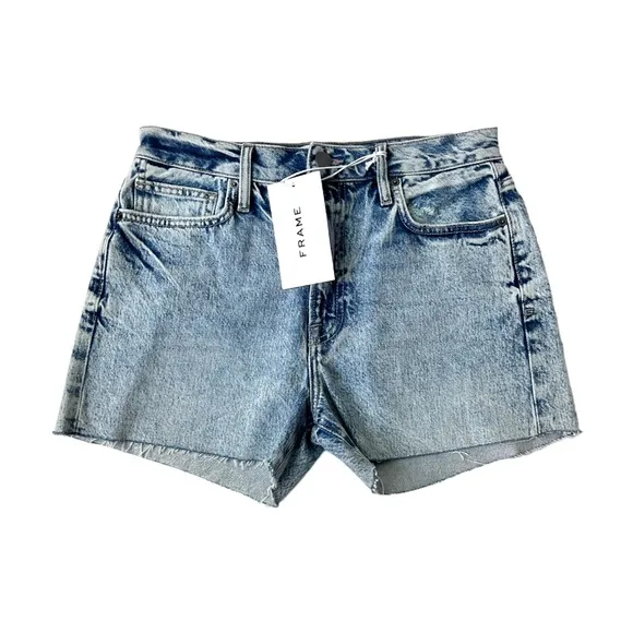 Frame Le Simone Short Raw After Cut-Off Jean Shorts in Richlake NWT Size 27