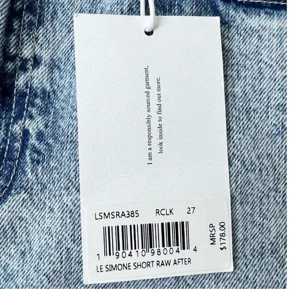 Frame Le Simone Short Raw After Cut-Off Jean Shorts in Richlake NWT Size 27