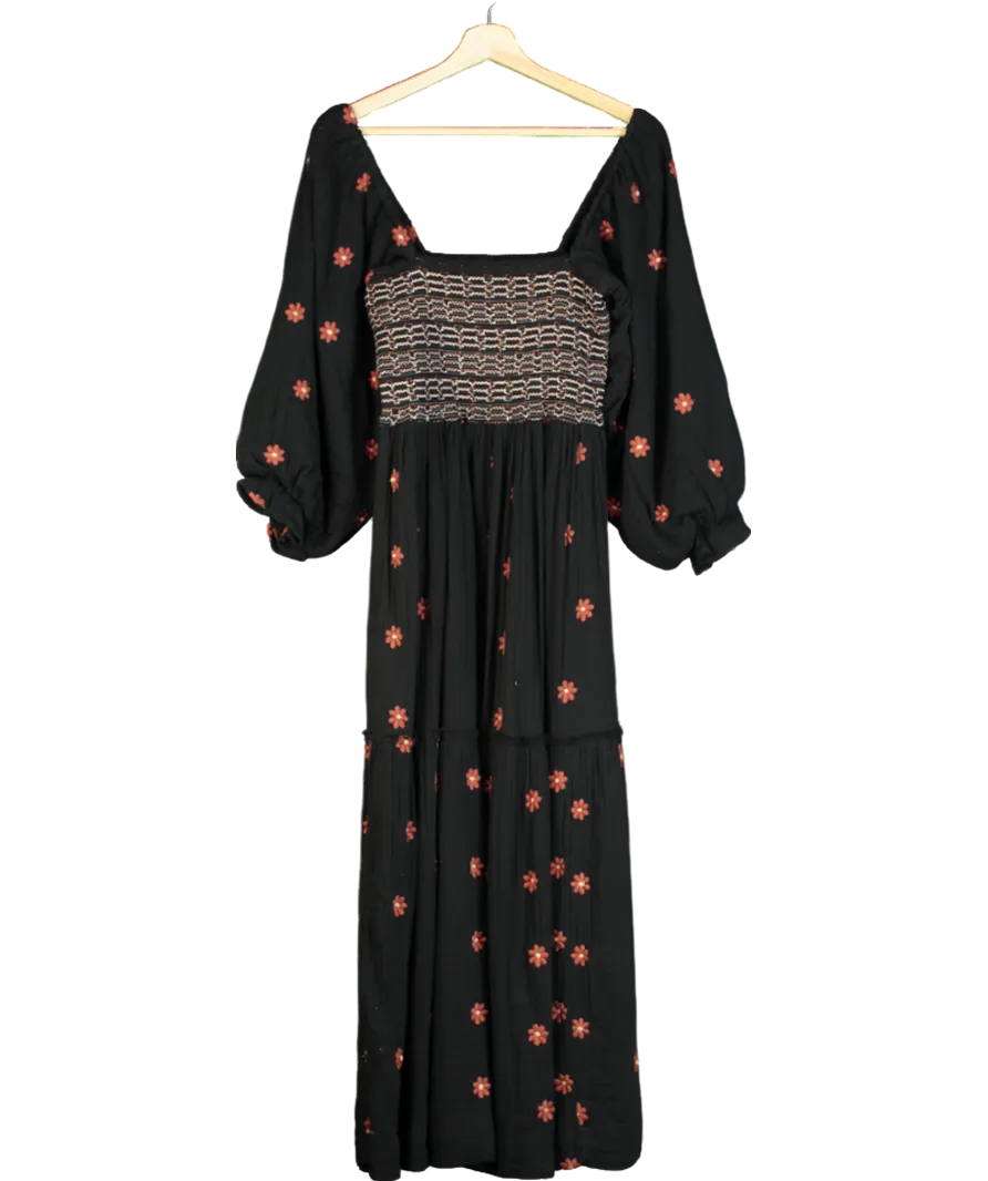 Free People Black Dahlia Embroidered Maxi Dress UK XS