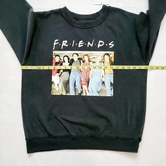 FRIENDS Unisex Digital Print Graphic Long Sleeve Shirt Black Size Medium NWT