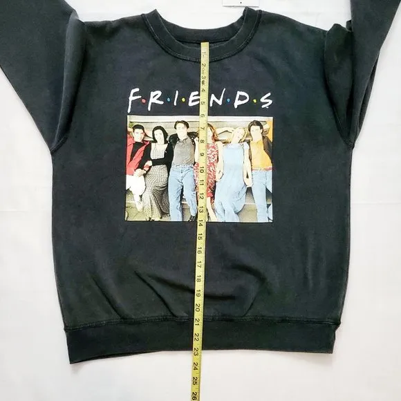 FRIENDS Unisex Digital Print Graphic Long Sleeve Shirt Black Size Medium NWT