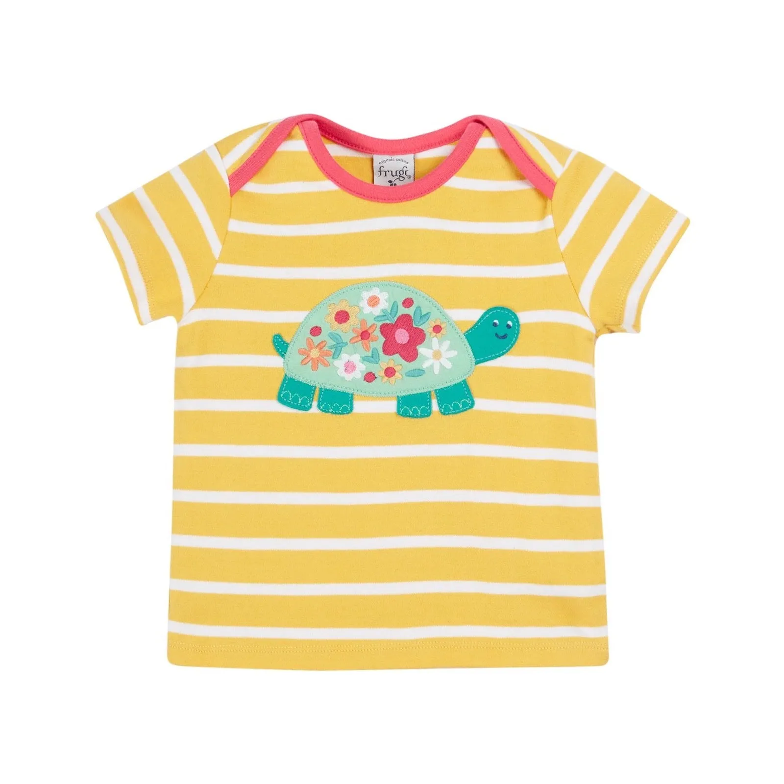 Frugi Bobster Infant T-Shirt Yellow Stripe Tortoise