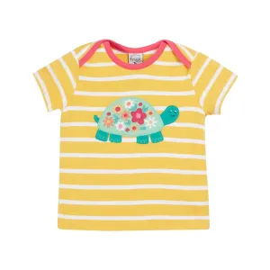 Frugi Bobster Infant T-Shirt Yellow Stripe Tortoise