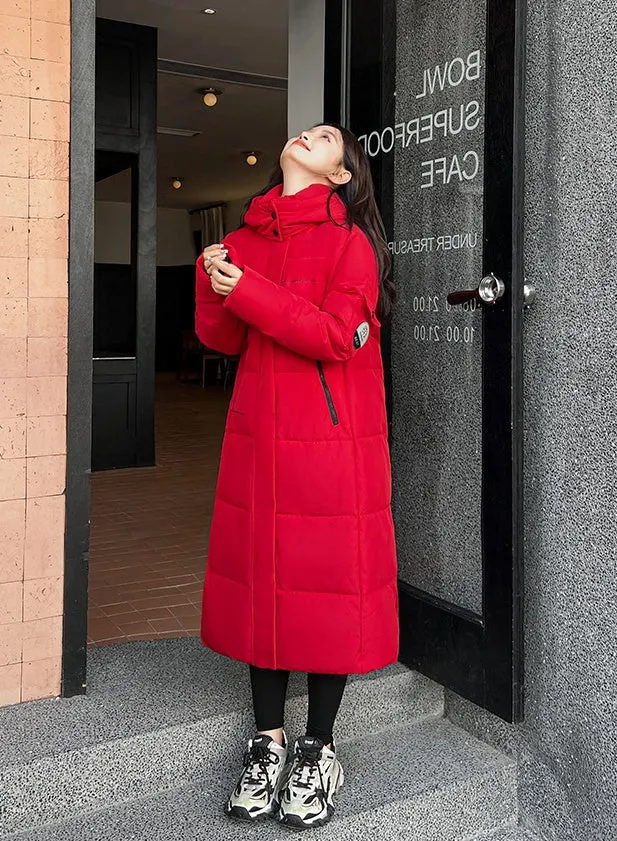 Full Zip Women's Thickened Puffer Jacket with Hood for Winter Comfort
