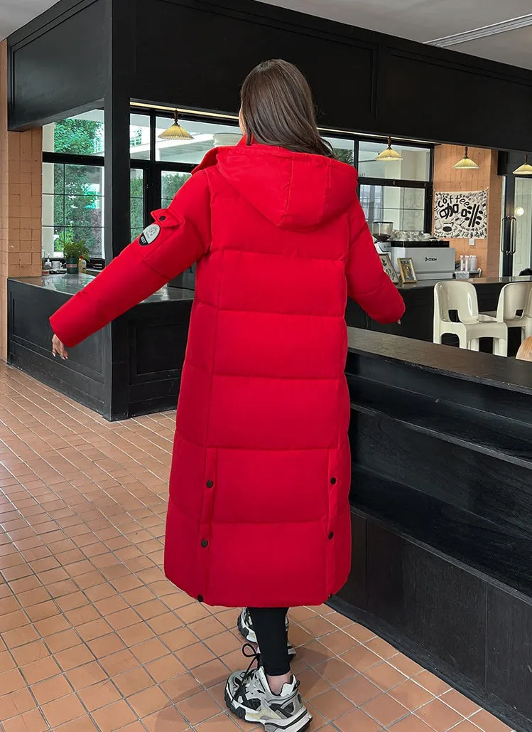 Full Zip Women's Thickened Puffer Jacket with Hood for Winter Comfort