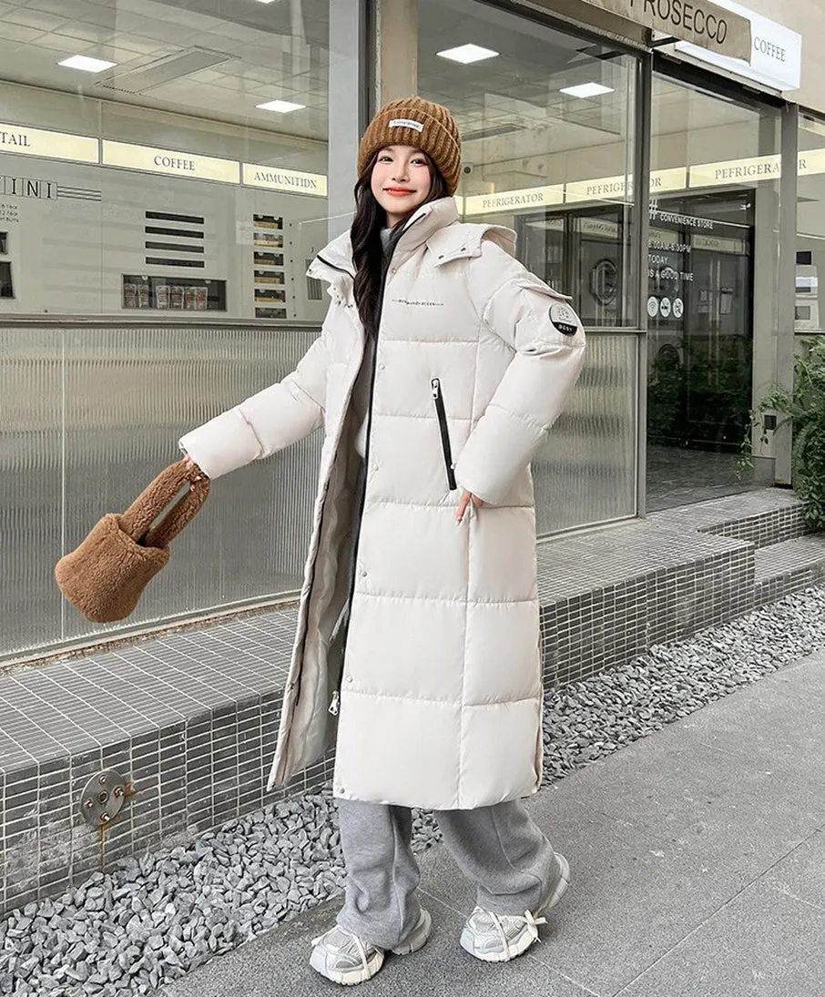 Full Zip Women's Thickened Puffer Jacket with Hood for Winter Comfort
