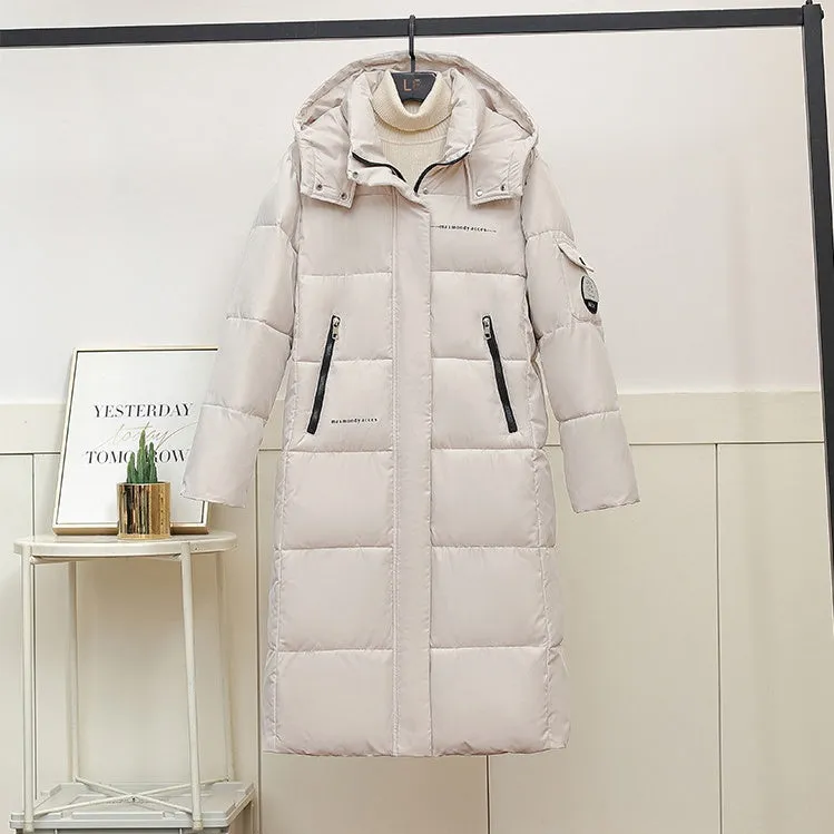 Full Zip Women's Thickened Puffer Jacket with Hood for Winter Comfort