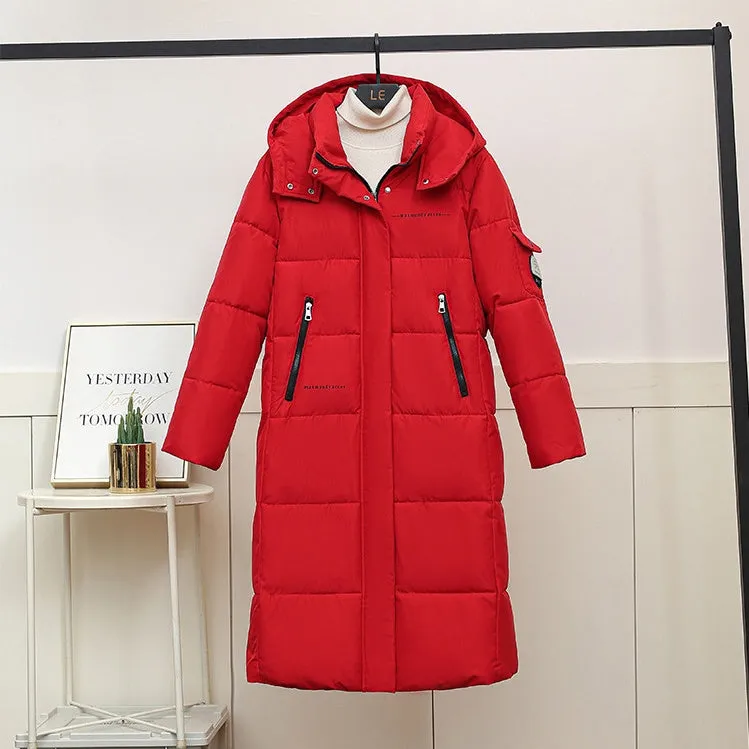 Full Zip Women's Thickened Puffer Jacket with Hood for Winter Comfort