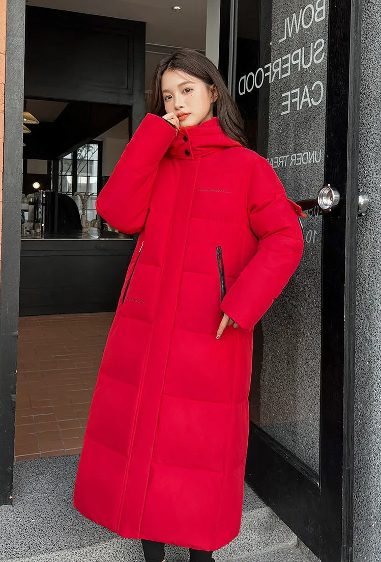Full Zip Women's Thickened Puffer Jacket with Hood for Winter Comfort