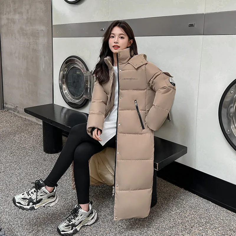 Full Zip Women's Thickened Puffer Jacket with Hood for Winter Comfort