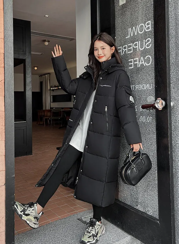 Full Zip Women's Thickened Puffer Jacket with Hood for Winter Comfort