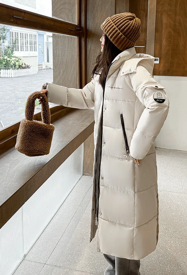Full Zip Women's Thickened Puffer Jacket with Hood for Winter Comfort