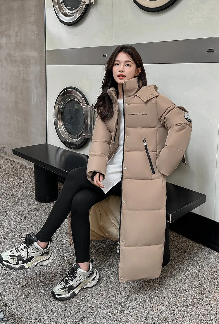 Full Zip Women's Thickened Puffer Jacket with Hood for Winter Comfort