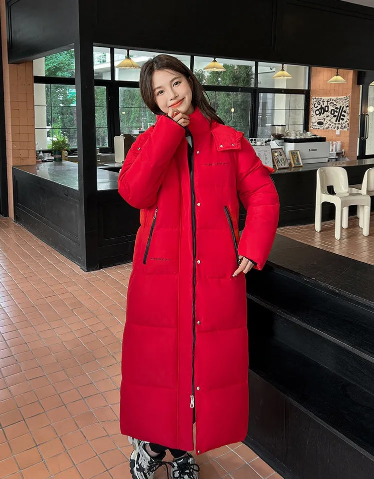 Full Zip Women's Thickened Puffer Jacket with Hood for Winter Comfort