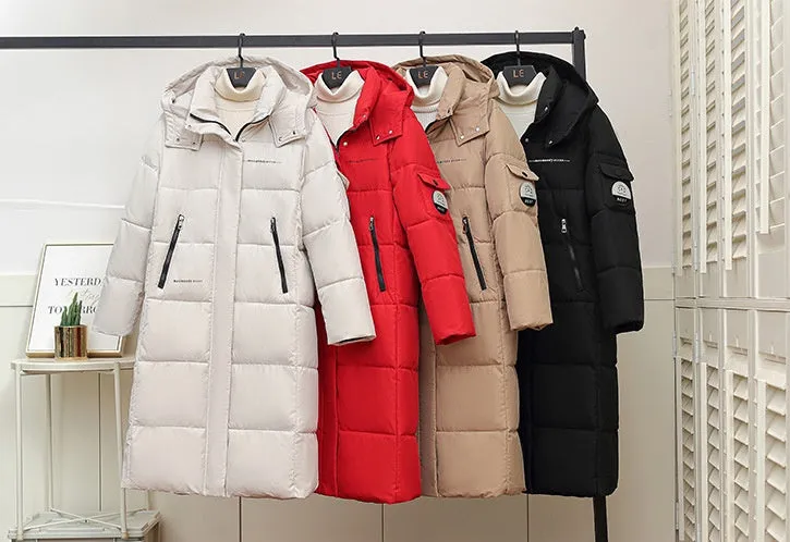 Full Zip Women's Thickened Puffer Jacket with Hood for Winter Comfort