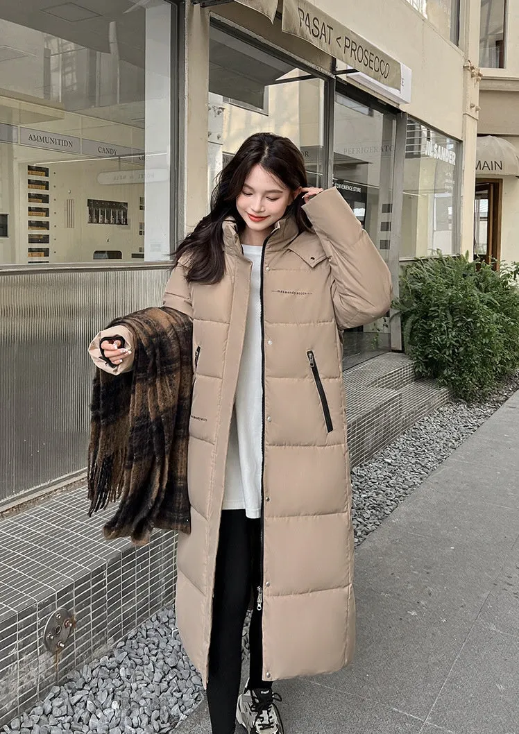 Full Zip Women's Thickened Puffer Jacket with Hood for Winter Comfort