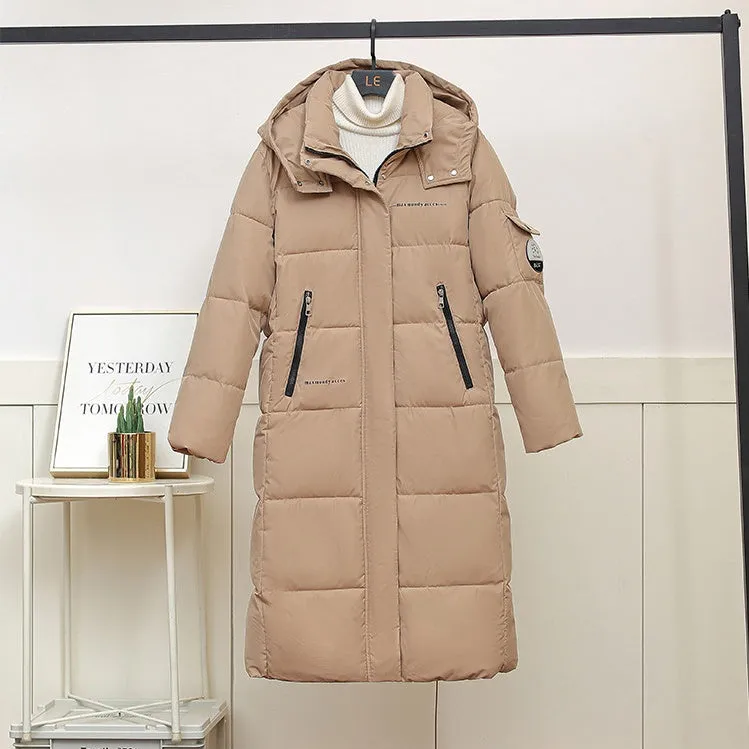 Full Zip Women's Thickened Puffer Jacket with Hood for Winter Comfort