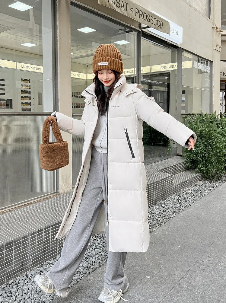 Full Zip Women's Thickened Puffer Jacket with Hood for Winter Comfort