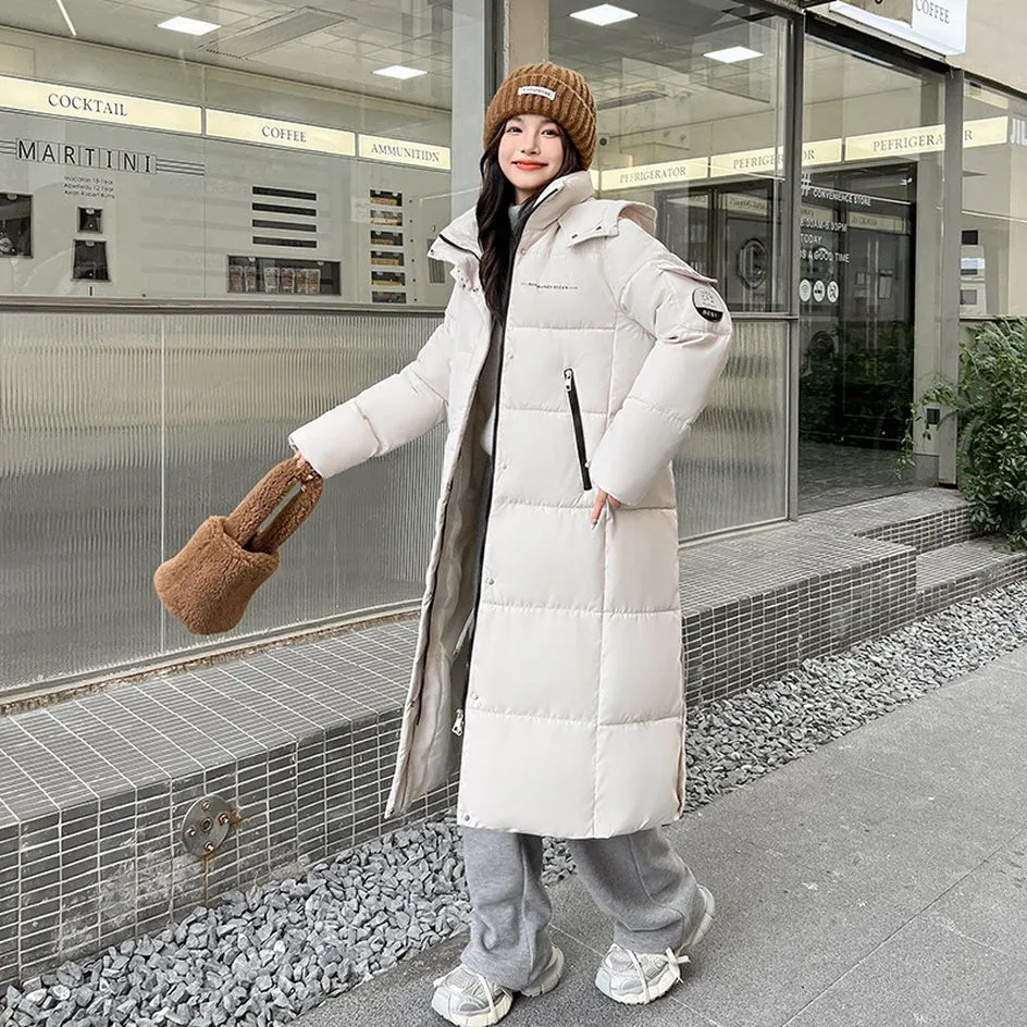 Full Zip Women's Thickened Puffer Jacket with Hood for Winter Comfort