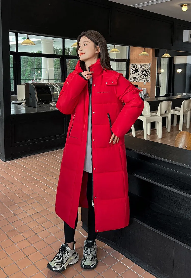 Full Zip Women's Thickened Puffer Jacket with Hood for Winter Comfort