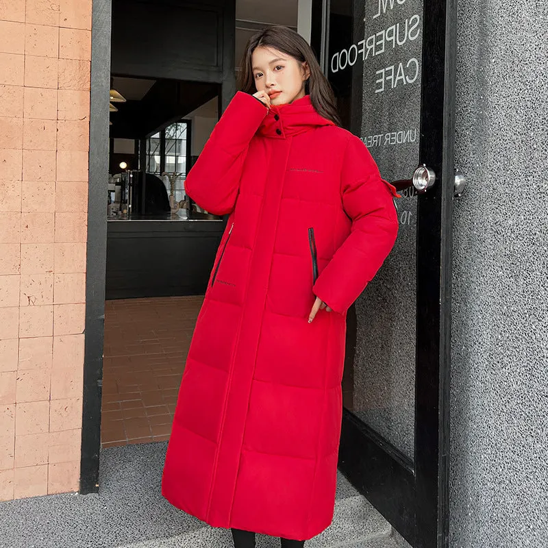 Full Zip Women's Thickened Puffer Jacket with Hood for Winter Comfort