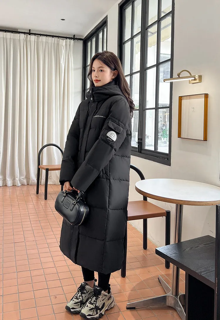 Full Zip Women's Thickened Puffer Jacket with Hood for Winter Comfort