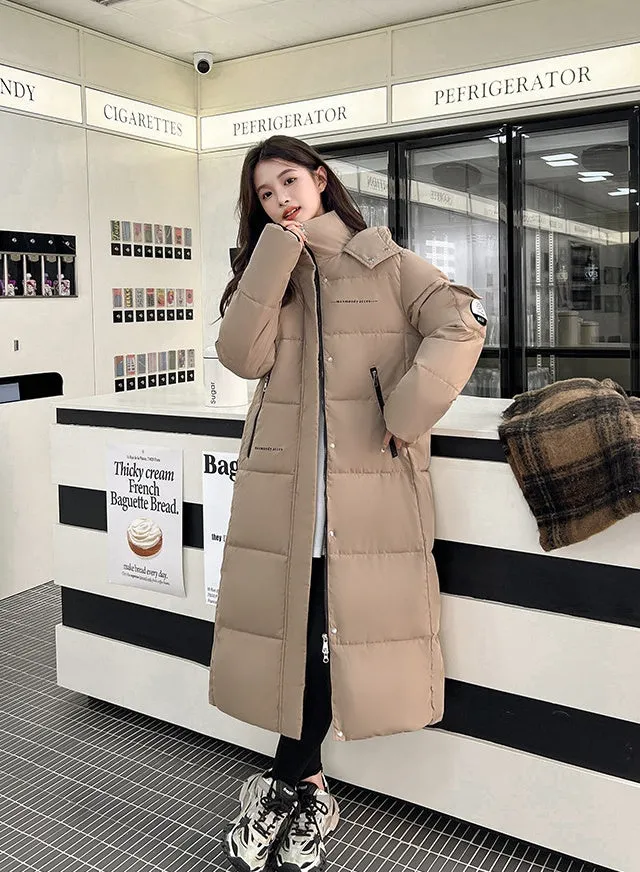 Full Zip Women's Thickened Puffer Jacket with Hood for Winter Comfort