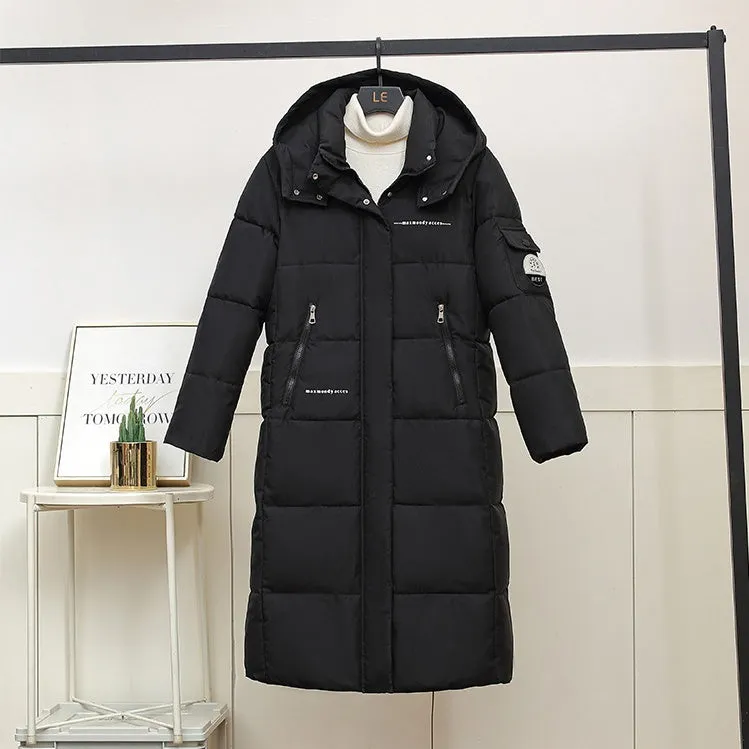 Full Zip Women's Thickened Puffer Jacket with Hood for Winter Comfort