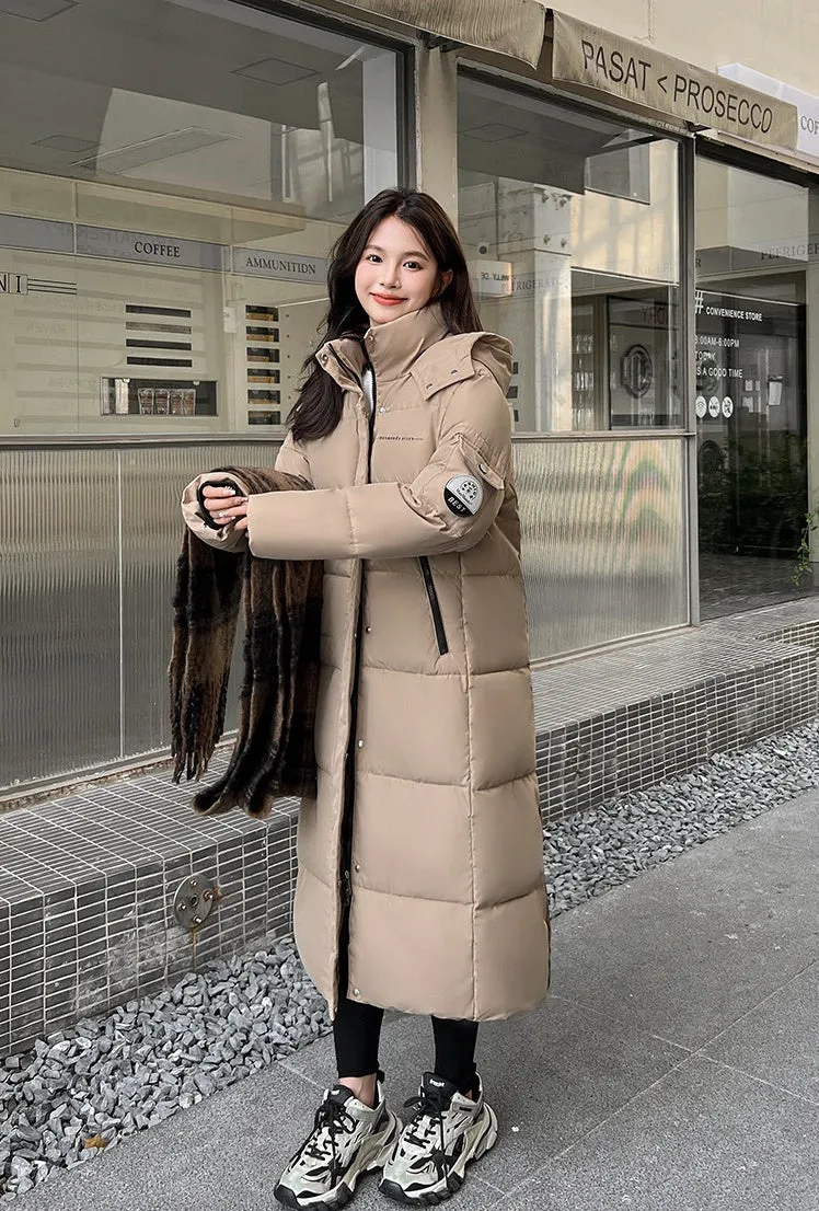 Full Zip Women's Thickened Puffer Jacket with Hood for Winter Comfort