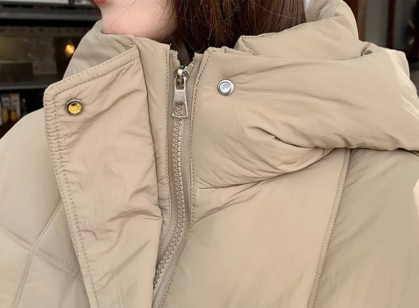 Full-Zip Women's Windproof and Waterproof Quilted Puffer Jacket