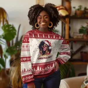 Funny Ain't Nothin' But A Xmas Party Ugly Christmas Sweater African American Christmas Black Melanin Santa Girl TS11