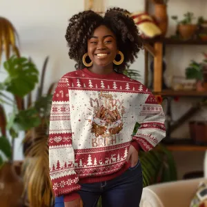 Funny Xmas African American Ugly Christmas Sweater Stay Merry And Bright Black Melanin Girl Nails TS11