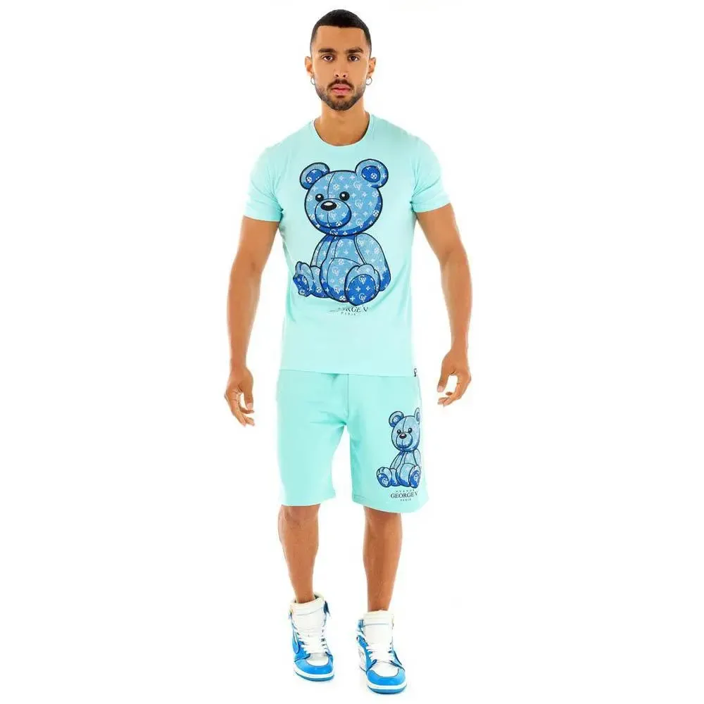 George V Men Crystal Teddy Shorts (BabyBlue)