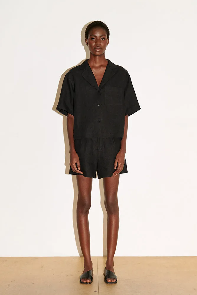 GIANNA Shirt | Black Linen