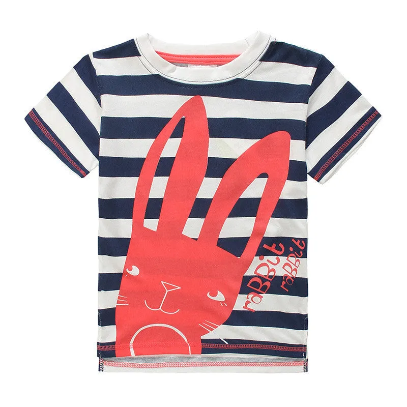 Girl t-shirt big Girls tees shirts children blouse t-shirts kids summer clothes jacket rabbit pink